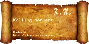 Kolling Norbert névjegykártya